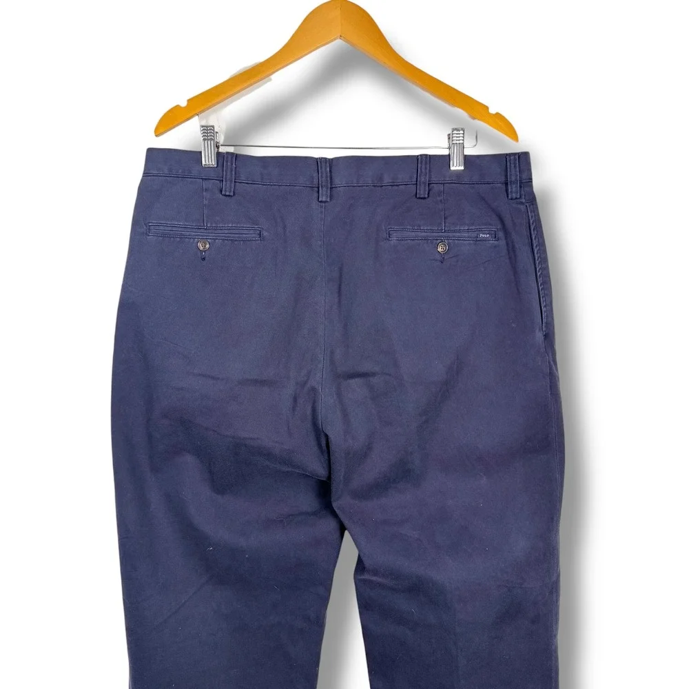 Polo Ralph Lauren Chino Pants Men 38 Navy Blue Pleated Classic Fit Cotton Preppy